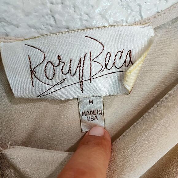 Rory Beca Beige 100% Silk Slip Dress Size M - Picture 4 of 11